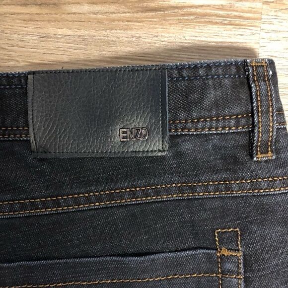 Enzo Denim Black Jeans, Size 38, missing button - Picture 9 of 10